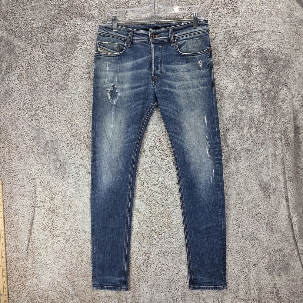 Diesel Jeans Mens 29x30 Blue Sleenker Slim Skinny Button Fly Stretch 0833F
